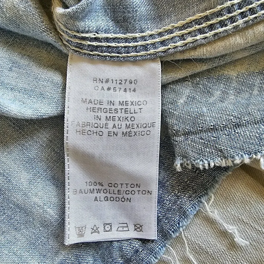 True Religion Denim Pearl Snap Shirt Western Cotton Light Wash Size 2XL/TG